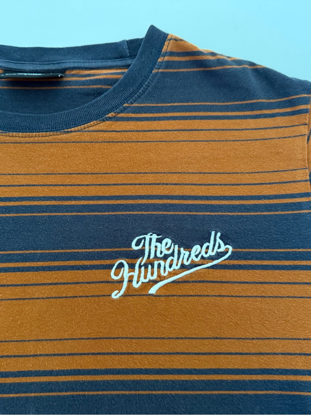 The Hundreds Mens Striped Navy and Rust Tee
